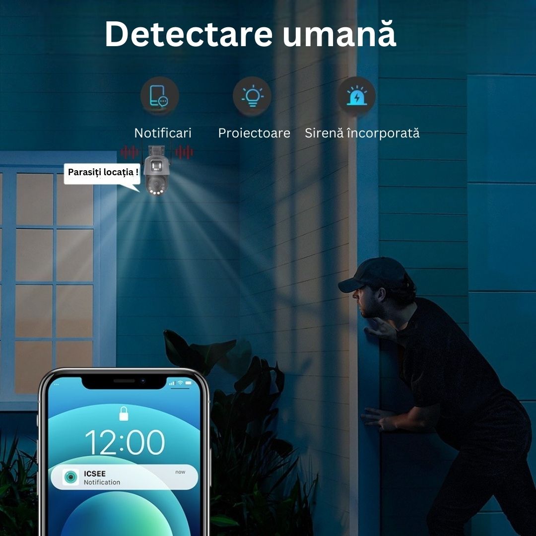 Camera de Supraveghere PTZ 6MP HD, Conexiune WiFi , Zoom Optic 36X, Night Vision 120m, Detectare Miscare Umana, Microfon si Difuzor Bidirectionale, Rezistenta la apa IP66