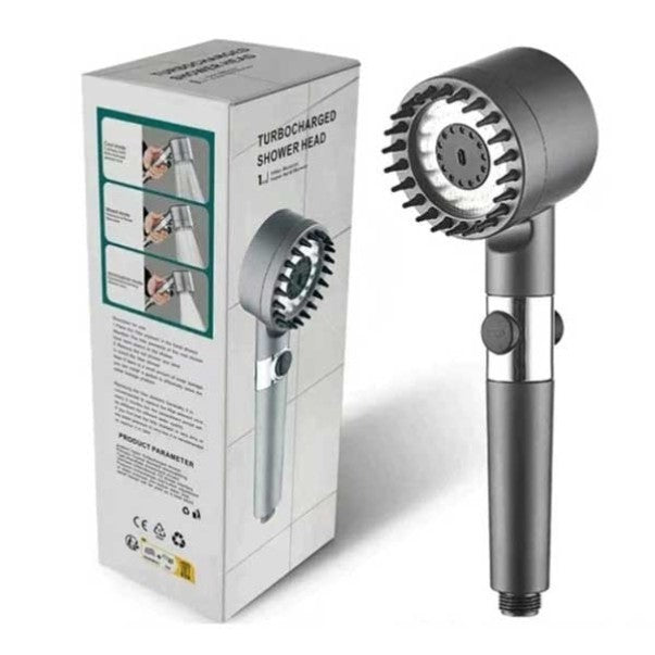 Para de dus Turbo Shower cu 3 functii de presiune, periuta incorporata si filtru de apa