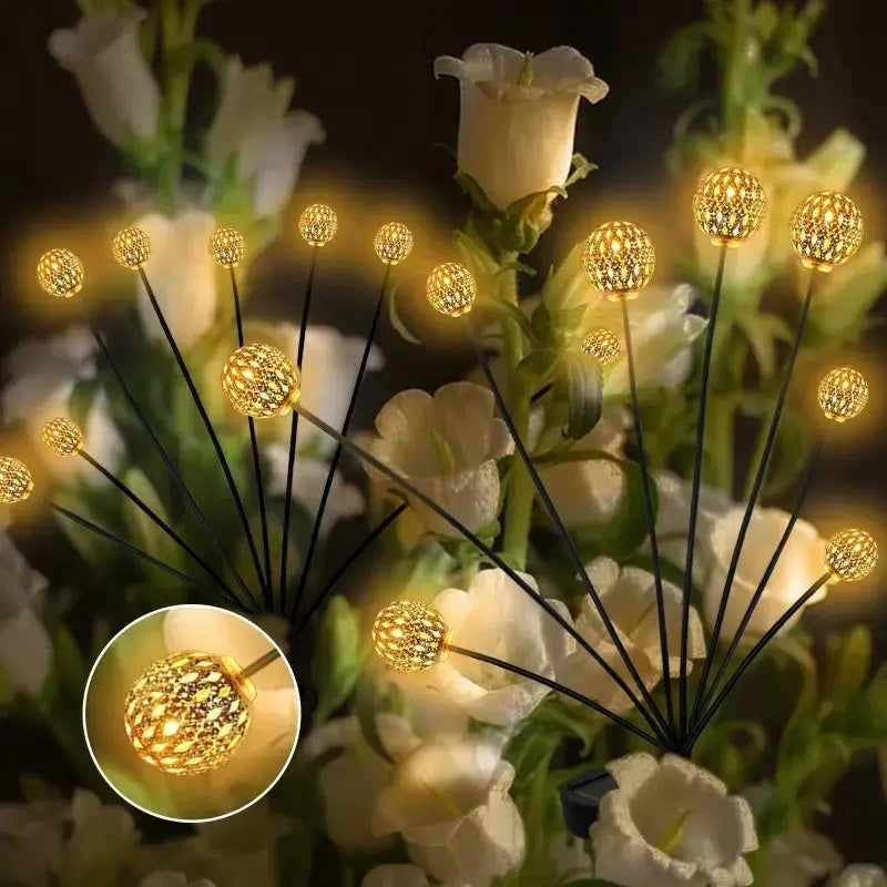 Set 2 Pomisori Solari LED Decorativi - 6 Bulbi Per Bucata, Design Oriental, Impermeabili IP65