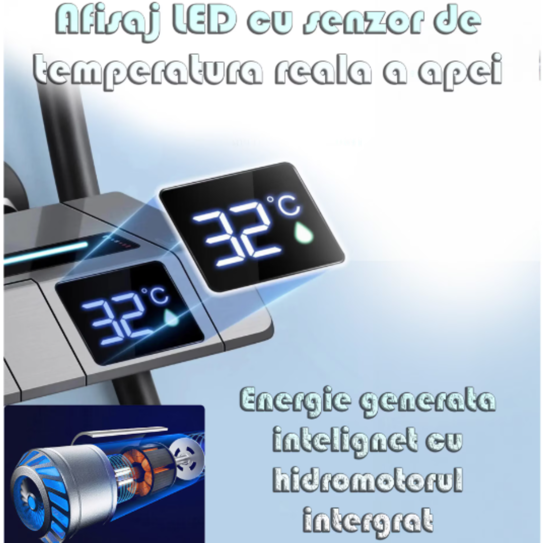 Set de Dus Smart cu Afisaj LED, Control Termostatic si 4 Moduri Pulverizare - Tehnologie Avansata