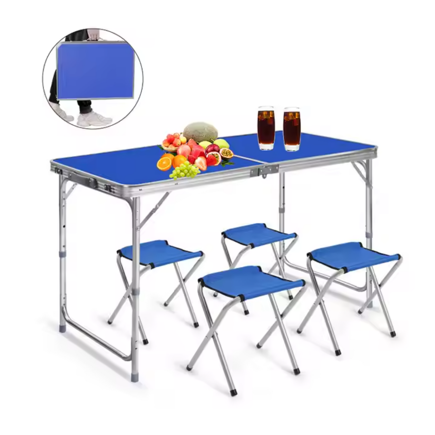 Set Masa Pliabila Camping cu 4 Scaune - Compacta si Portabila pentru Drumetii si Picnic