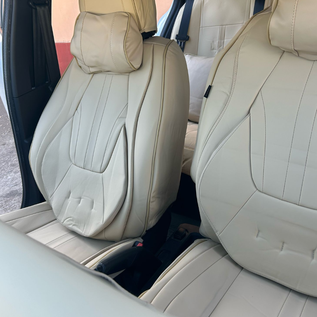 Set Complet Huse Auto Universale Bej - Scaune Fata/Spate + Volan + Tetiere