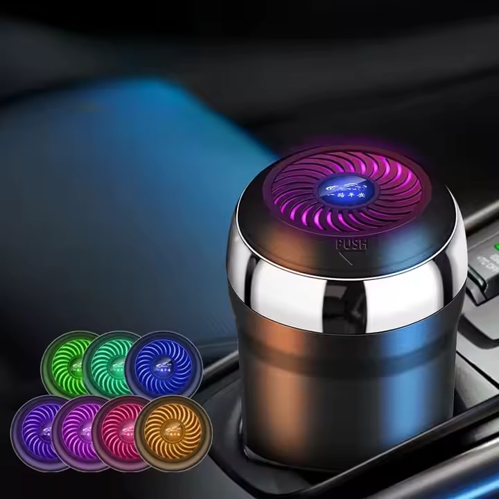 Scrumiera Auto cu LED din Metal - Accesoriu Premium pentru Masina