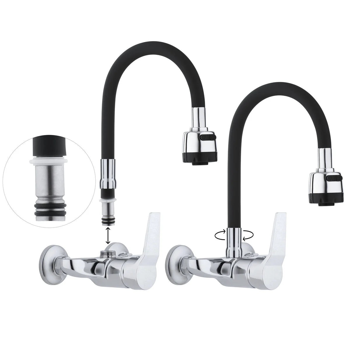 Pipa Flexibila Robinet cu Rotatie 360° si Pulverizator Dual - Finisaj Cromat Premium