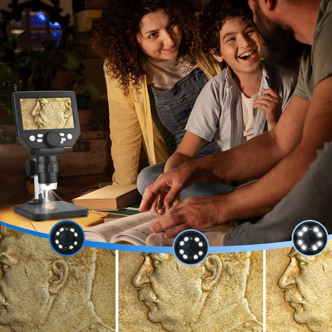 Microscop Digital Portabil LCD 4.3" - Zoom 1000X, 1080P, LED Reglabil - Perfect pentru Electronica si Educatie