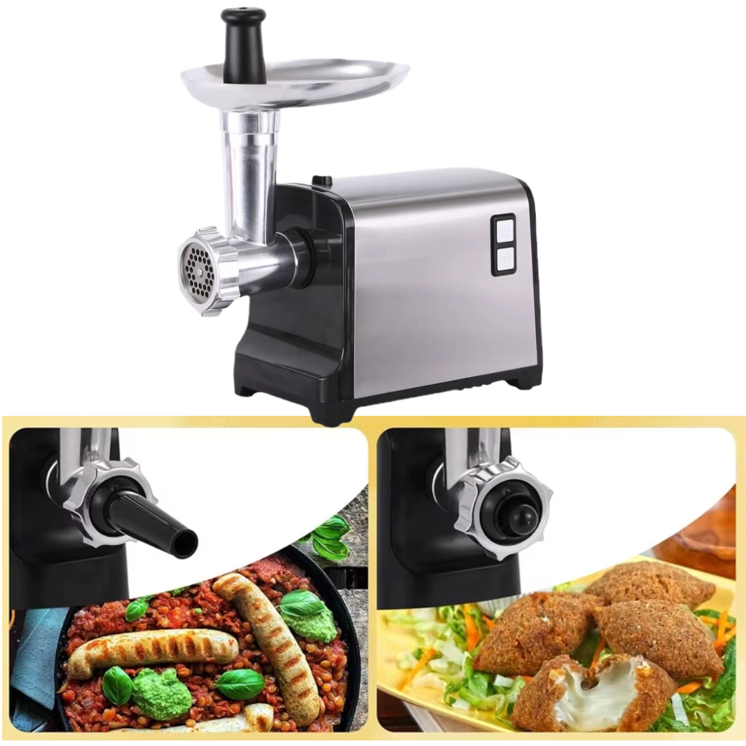 Masina de Tocat Carne Electrica Profesionala 800W - Inox, Accesorii Carnati, 2 Site, Functie Reverse