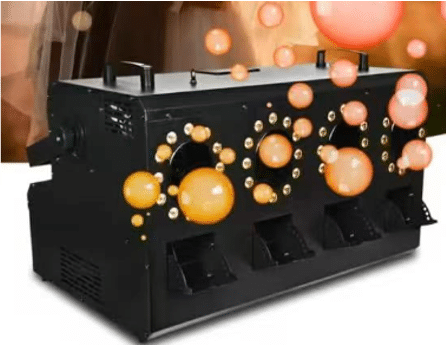 Mașină Profesională de Baloane cu Fum – 4 Duze, DMX 8 Canale, LED RGB, Telecomandă Wireless, 1500W