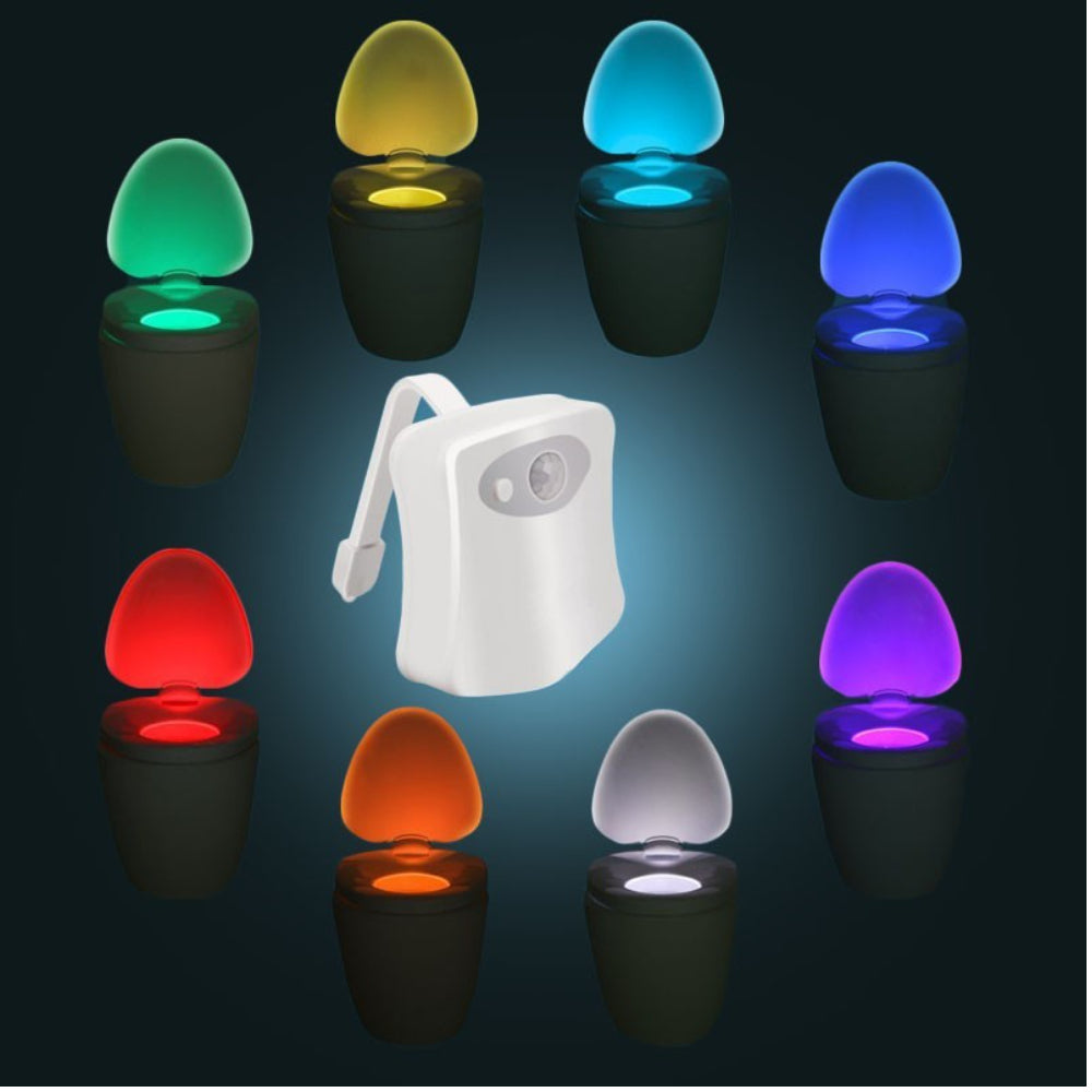 Lampa LED pentru toaleta cu senzor de miscare, 8 culori, rezistenta la apa