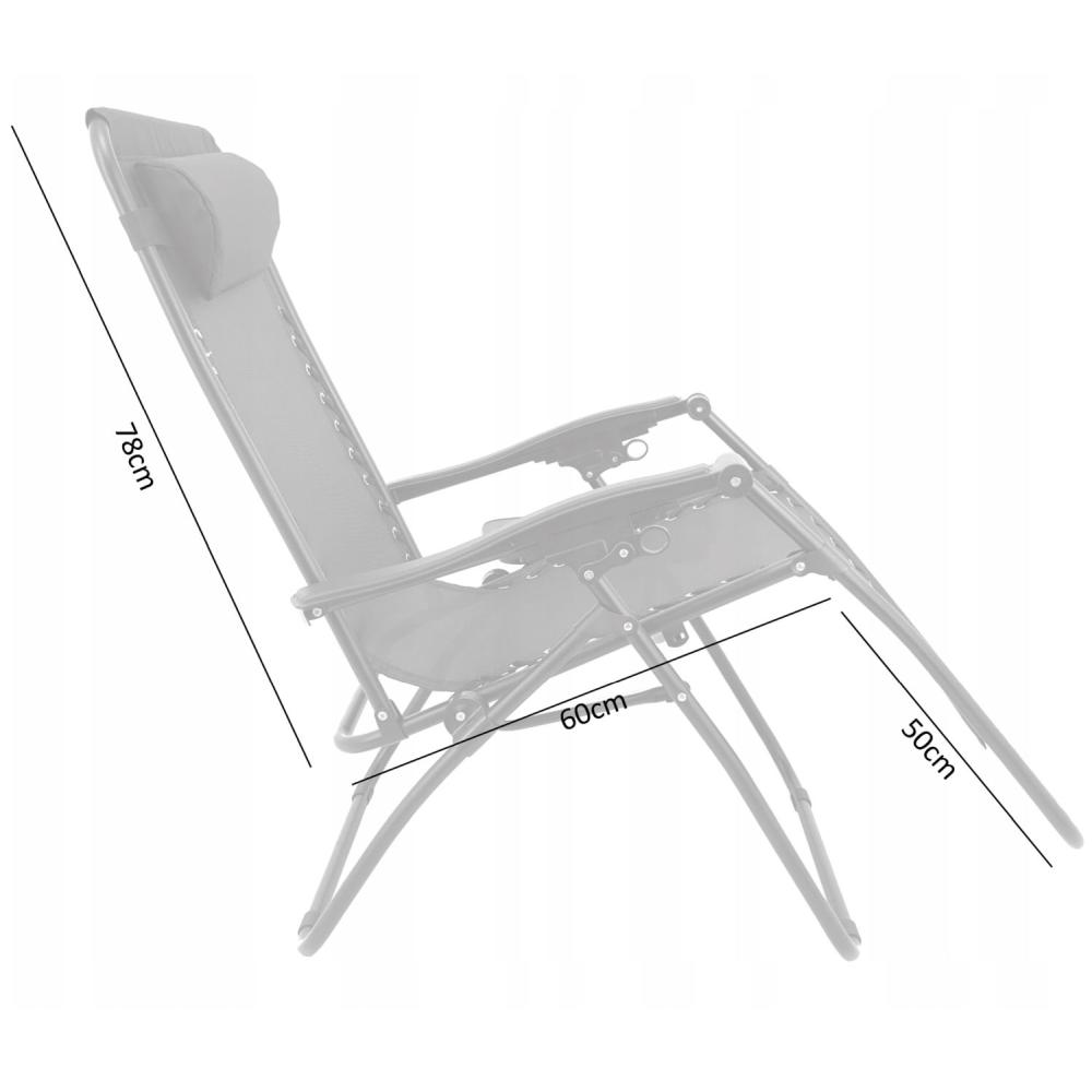 set 2xScaune Tip Sezlong Pliabil Gravitatie Zero Pentru Terasa, Gradina Sau Plaja , Tetiera, Suport Bauturi, Reglabil, Negru