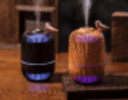 Umidificator Aromaterapie Design Colivie cu Păsărică – 280ml, Lemn Decorativ, Lumină LED 7 Culori, Ultrasilentios