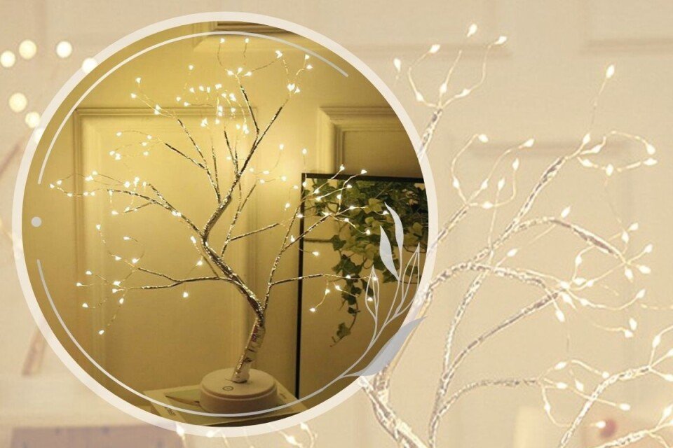 Lumină pentru copac Bonsai cu fulgi de zăpadă – Lampă artificială pentru copac cu fulgi de nea de 20 inchi cu lampă pentru copac cu fulgi de nea cu 60 LED