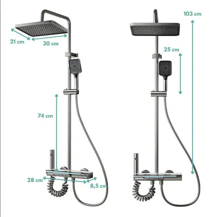 Sistem de Duș JRH, Afișaj Digital, Bandă LED, 4 Butoane Tip Pian, Termostatic