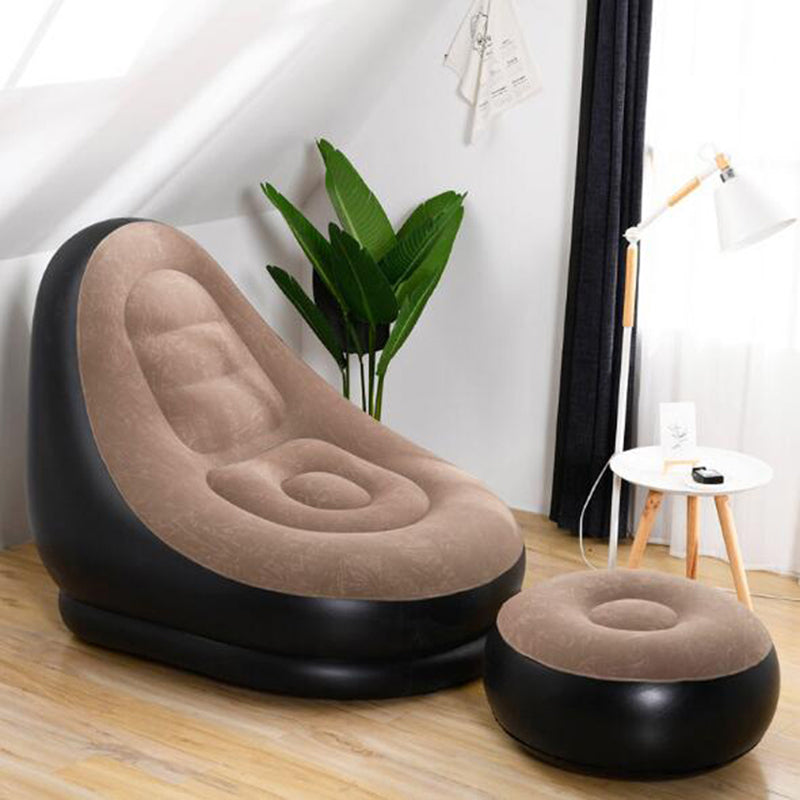 Fotoliu Gonflabil Catifelat cu Taburet - Set Relaxare Premium pentru Casa si Vacante