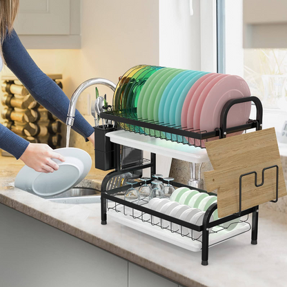 Suport Vase cu 2 Nivele Negru - Organizator Bucatarie Modern si Elegant