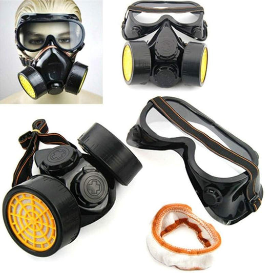 Set Ochelari de Protectie si Masca cu 2 Filtre Carbon Activ - Protectie Profesionala Vopsea si Vapori Chimici