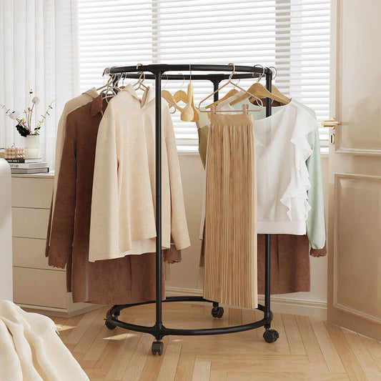 Suport Negru cu Roti, Metalic Rotativ pentru Haine, 30 Kg 125x75