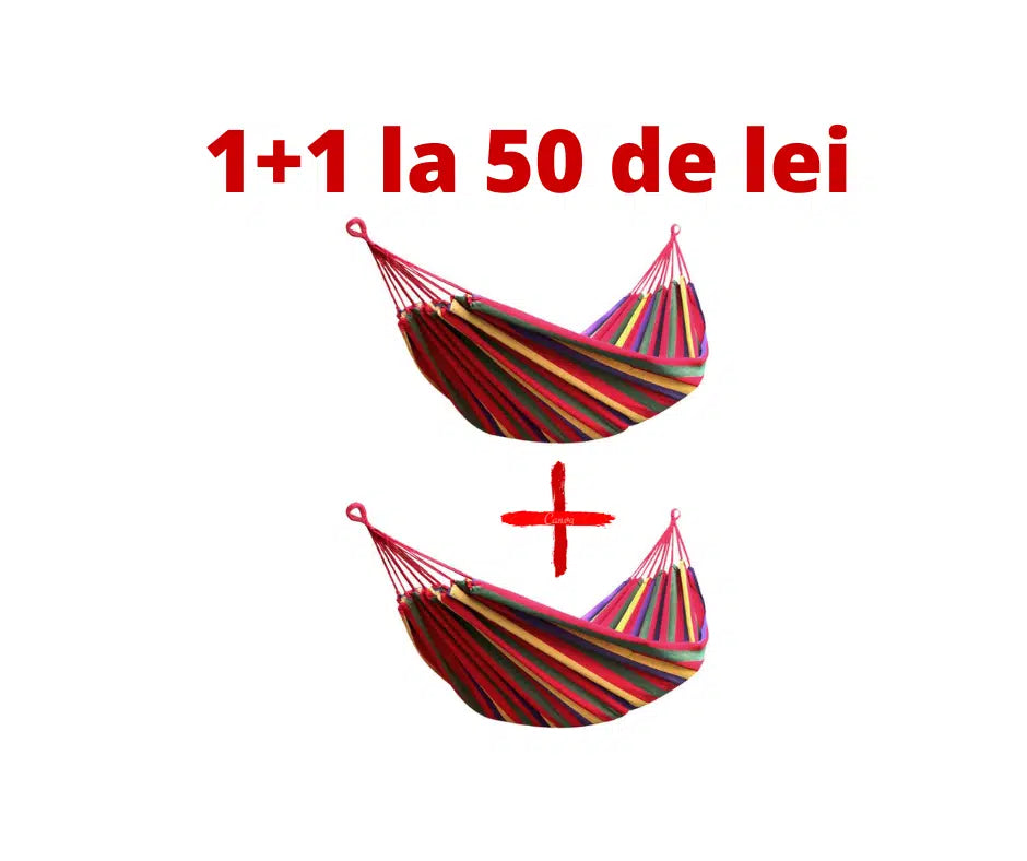 oferta 2 hamac din bumbac cu husa de transport la pret de 1