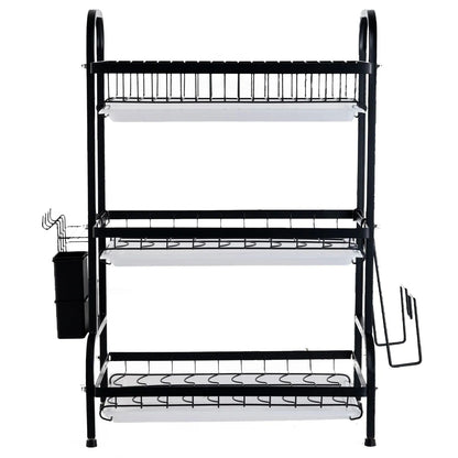 Suport Vase 3 Nivele din Otel Inoxidabil - Organizator Bucatarie 61x23.5x42cm Negru