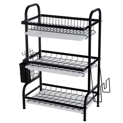 Suport Vase 3 Nivele din Otel Inoxidabil - Organizator Bucatarie 61x23.5x42cm Negru