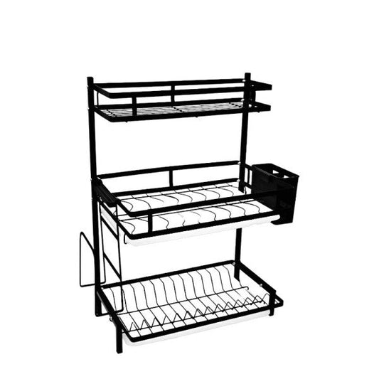 Suport Vase 3 Nivele din Otel Inoxidabil - Organizator Bucatarie 61x23.5x42cm Negru