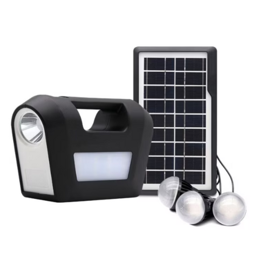 Kit Solar Portabil GD-8071 cu 3 Becuri LED, Incarcare Telefon, Radio FM, Bluetooth si MP3