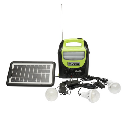 Sistem de Iluminat Solar GDPLUS - Kit Portabil cu 3 Becuri LED si Cablu 5-in-1 pentru Camping si Situatii de Urgenta