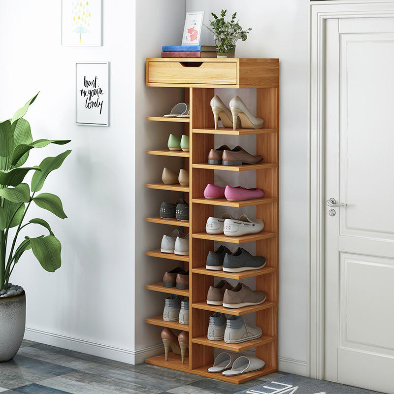 Pantofar cu 7 Etaje din Lemn Deschis - Suport Elegant pentru Pantofi cu Design Spatios