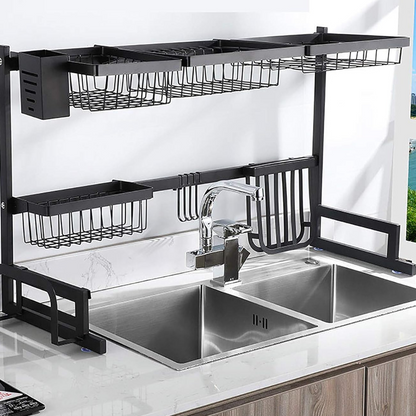Suport Scurgator Extensibil pentru Vase - Organizator Multifunctional pentru Bucatarie din Otel Inoxidabil