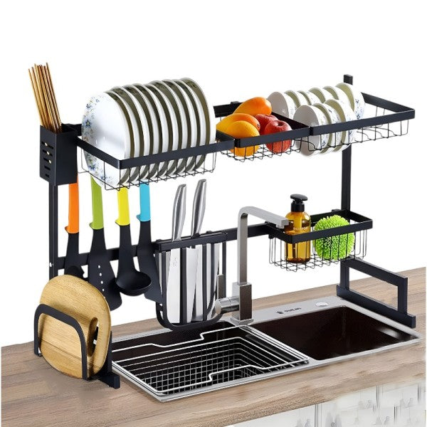 Suport Vase cu 2 Nivele Negru - Organizator Bucatarie Modern si Elegant