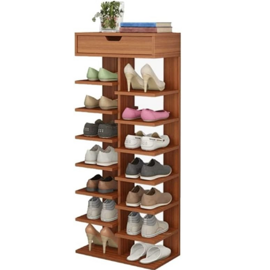 Organizator Incaltaminte cu 8 Etajere - Dulap Pantofi Maro 62x26x120cm