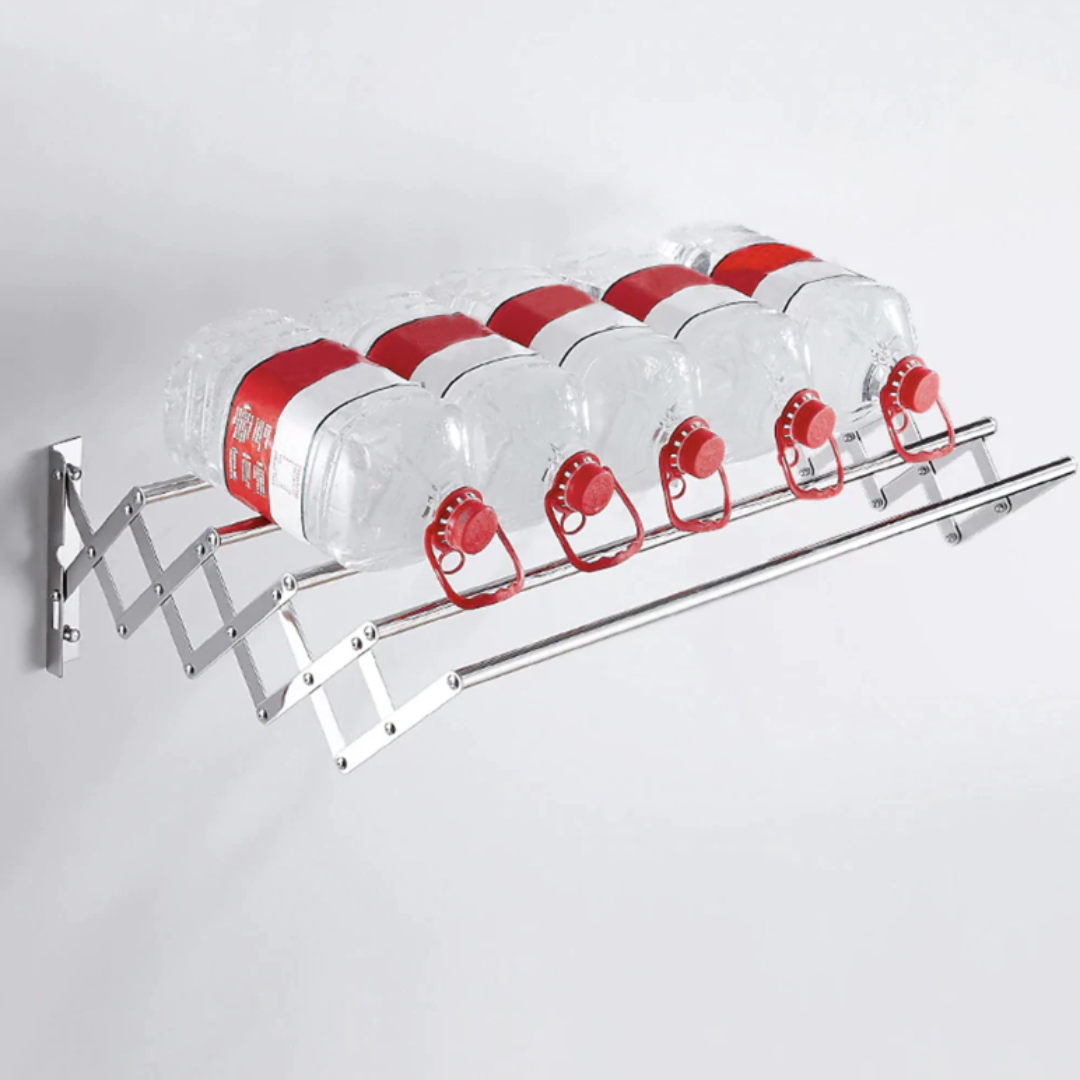 Uscator de rufe telescopic de perete tip acordeon din aluminiu - suport retractabil pentru economie de spatiu