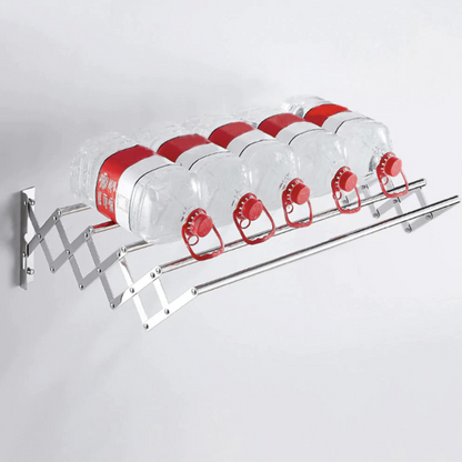 Uscator de rufe telescopic de perete tip acordeon din aluminiu - suport retractabil pentru economie de spatiu