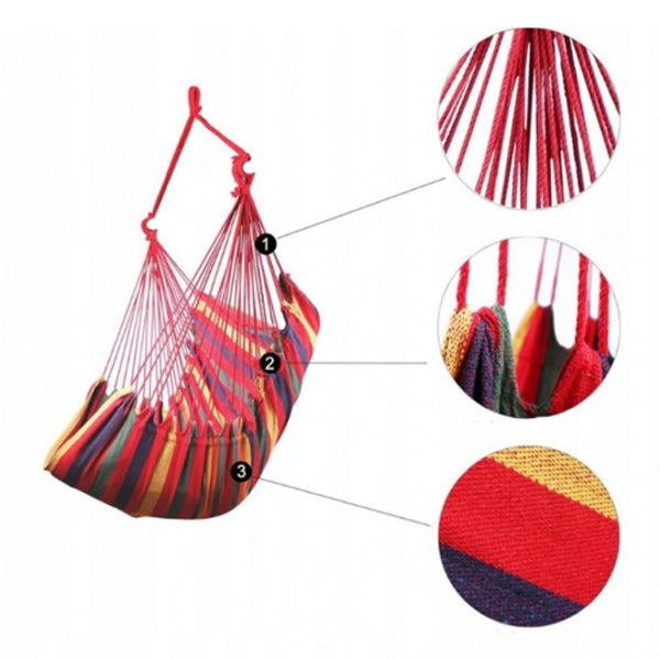 Hamac suspendat tip scaun multicolor - Material confortabil, capacitate 100kg, dimensiuni 100x120cm