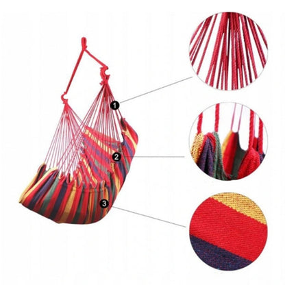 Hamac suspendat tip scaun multicolor - Material confortabil, capacitate 100kg, dimensiuni 100x120cm