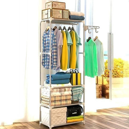 Suport multifunctional pentru haine cu 3 rafturi reglabile - Organizator depozitare
