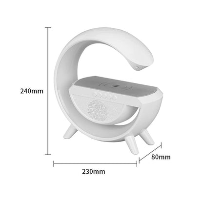 Lampa LED RGB Multifunctionala cu Incarcare Wireless, Bluetooth, Ceas si Alarma - 15W