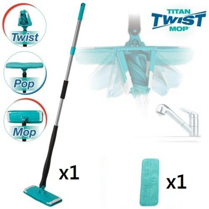 Mop Microfibre Titan Twist cu Stoarcere Automata - Pentru Toate Suprafetele