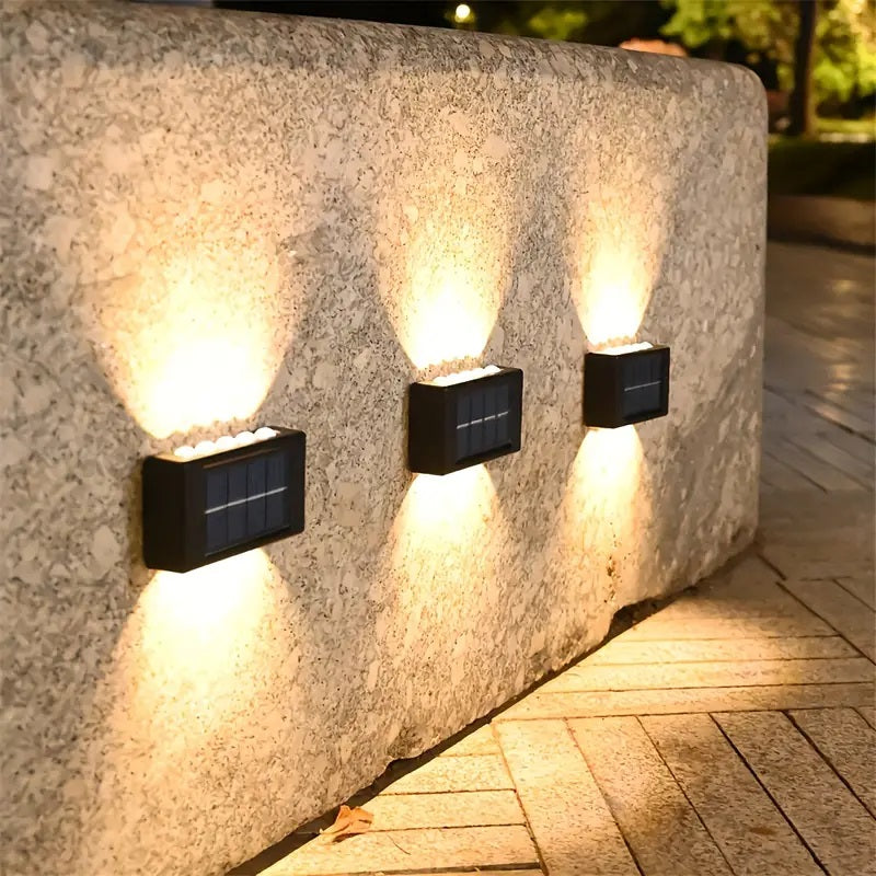 Set 2 Lampi Solare LED de Perete - Iluminare Bidirectionala, Rezistente la Apa IP65