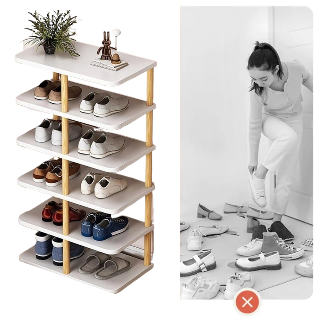 Organizator Vertical Pantofi 8-14 Perechi - Alb, Compact 48x24x80cm, Ideal Dormitor si Dressing