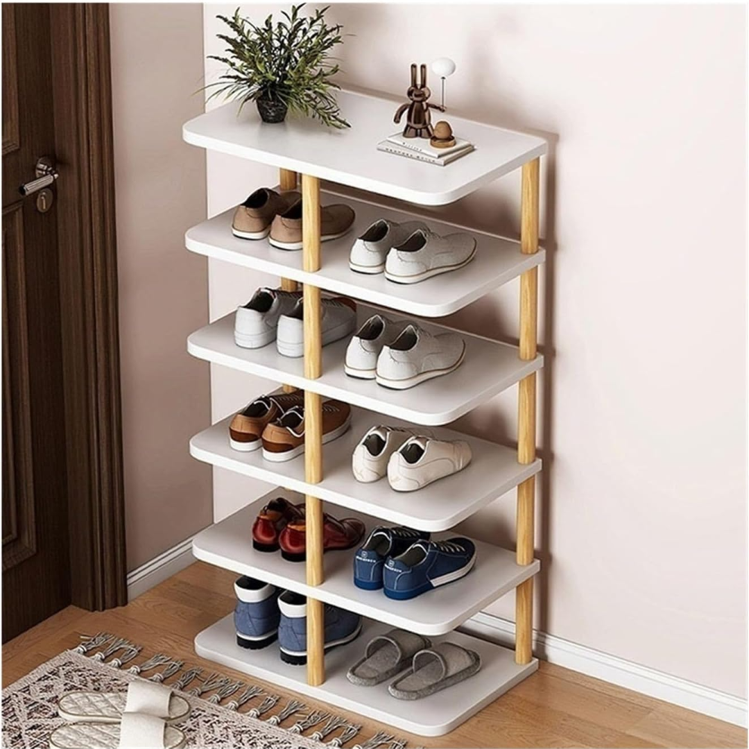 Organizator Vertical Pantofi 8-14 Perechi - Alb, Compact 48x24x80cm, Ideal Dormitor si Dressing