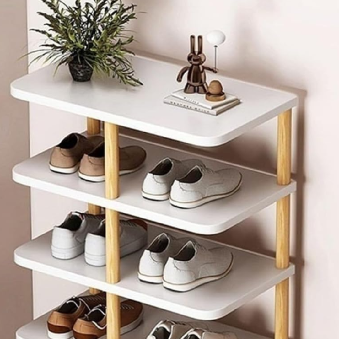Organizator Vertical Pantofi 8-14 Perechi - Alb, Compact 48x24x80cm, Ideal Dormitor si Dressing