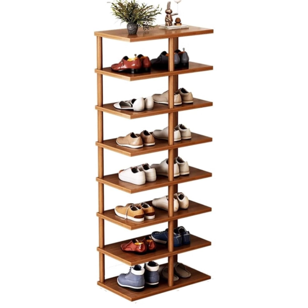 Organizator Incaltaminte cu 8 Etajere - Dulap Pantofi Maro 62x26x120cm