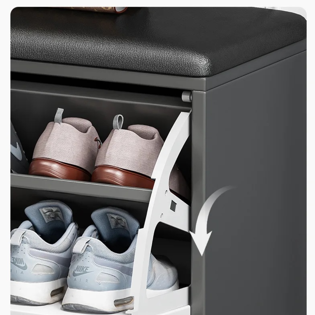 Dulap organizator pentru incaltaminte cu bancheta si 2 usi, 80x30x45 cm - Solutie completa de depozitare