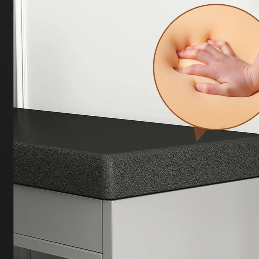 Dulap modern pantofar cu bancheta integrata - gri, rafturi multiple pentru depozitare organizata