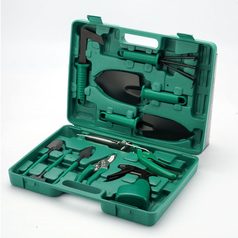 Set Profesional Accesorii Pentru Gradinarit, 10 piese si Cutie Depozitare