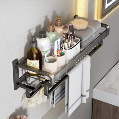 Raft metalic multifunctional cu agatatori pentru bucatarie si baie - Organizare optima