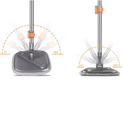 Set Mop Rotativ cu Galeata si Separator Apa, Maner Inox si 2 Capete Microfibra