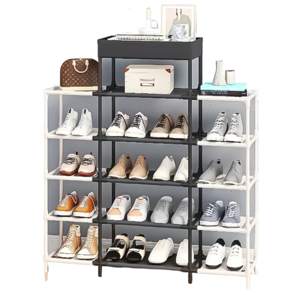 Pantofar cu 7 Etaje din PAL - Organizator Pantofi Elegant, Culoare Lemn Inchis
