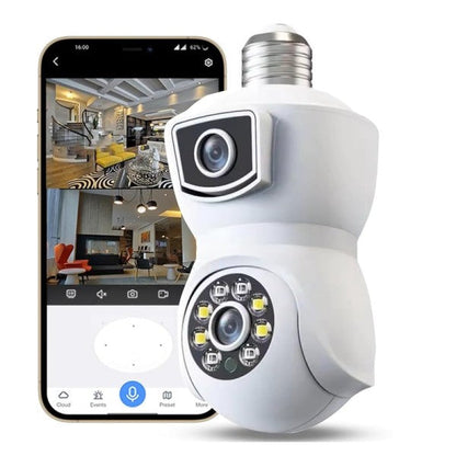 Camera de Supraveghere Inteligenta cu Bec E27, Rotatie 360°, Viziune Nocturna Color si Audio Bidirectional
