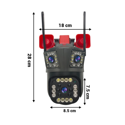 Camera de Supraveghere Tripla cu ALARMA WIFI, 12MP, Exterior/Interior, Ultra HD